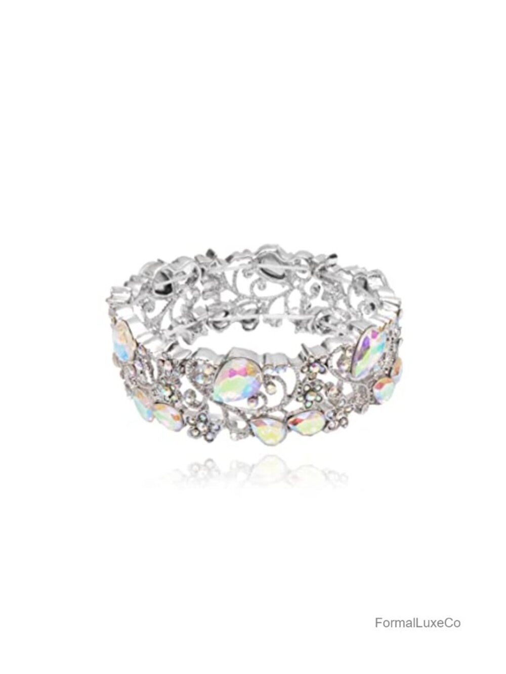 Elegant Stretch Bangle Bracelet Art Deco Statement Cuff Crystal Wedding Party